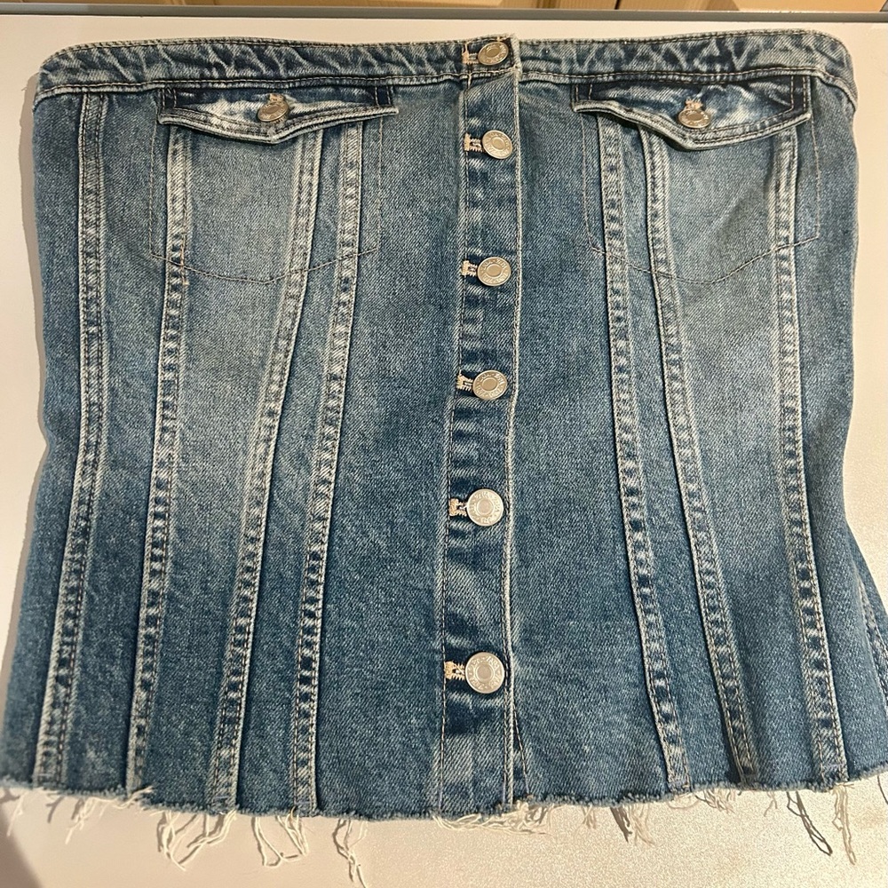 Zara Denim Jean Corset top 32
